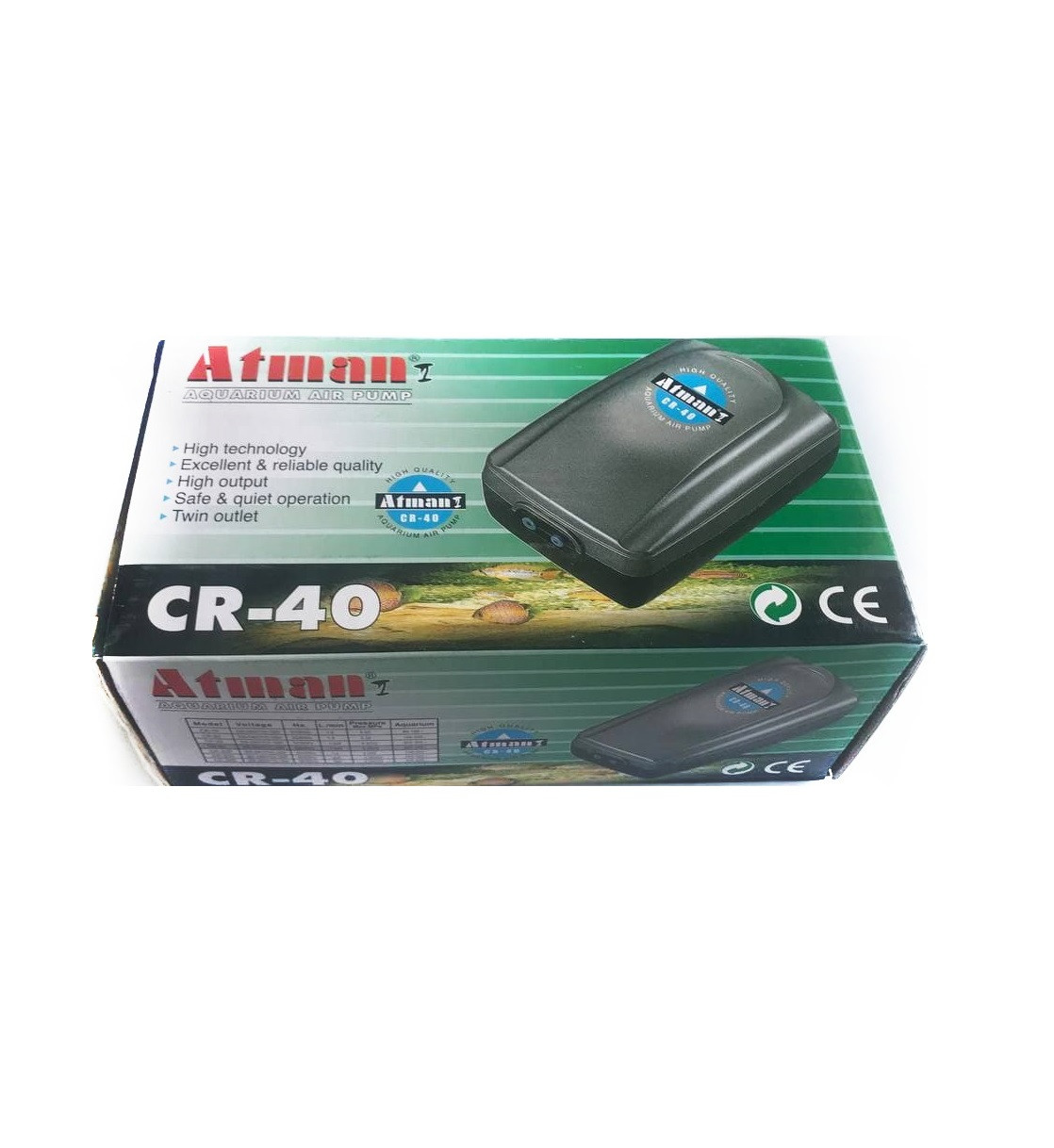 Двоканальний компресор для акваріума Atman CR-40