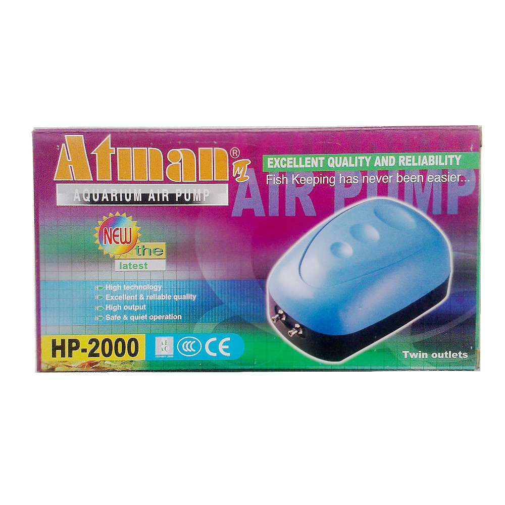 Двоканальний компресор для акваріума Atman HP-2000