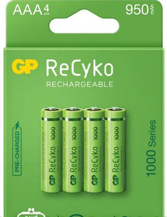 Аккумулятор GP Recyko 1000 Series Ni-MH AAA, 950mAh, 1.2V, 2.8A, LSD50-1, Box 4шт, фото 1