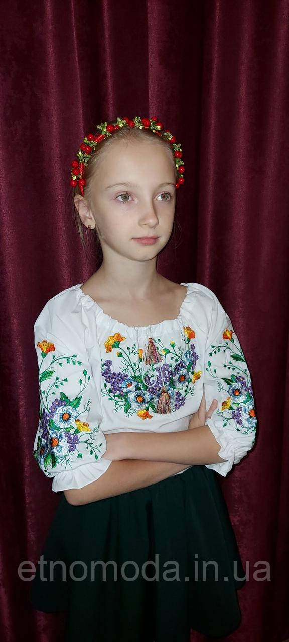 Вишиванка для дівчинки (бязь, 3/4) Маргаритка, зріст 116-152