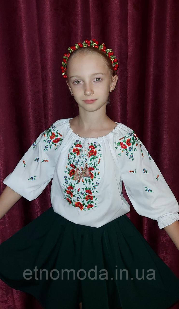 Вишиванка для дівчинки (поплін, 3/4) Маринка
