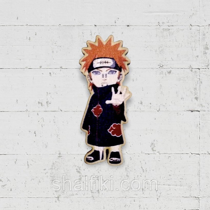 "Пейн стоїть (Наруто / Naruto)" брошка дерев'яна з уф-друком