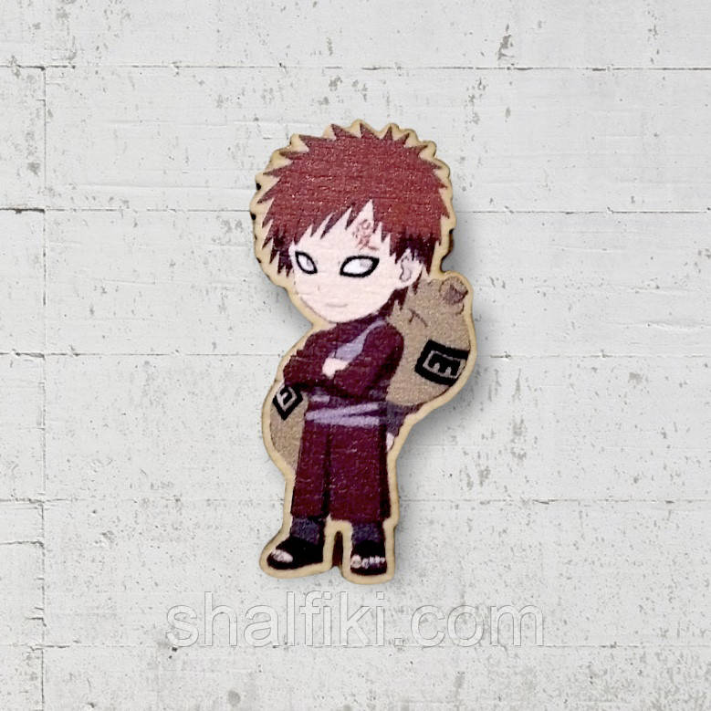 "Гаара стоїть (Наруто / Naruto)" брошка дерев'яна з уф-друком
