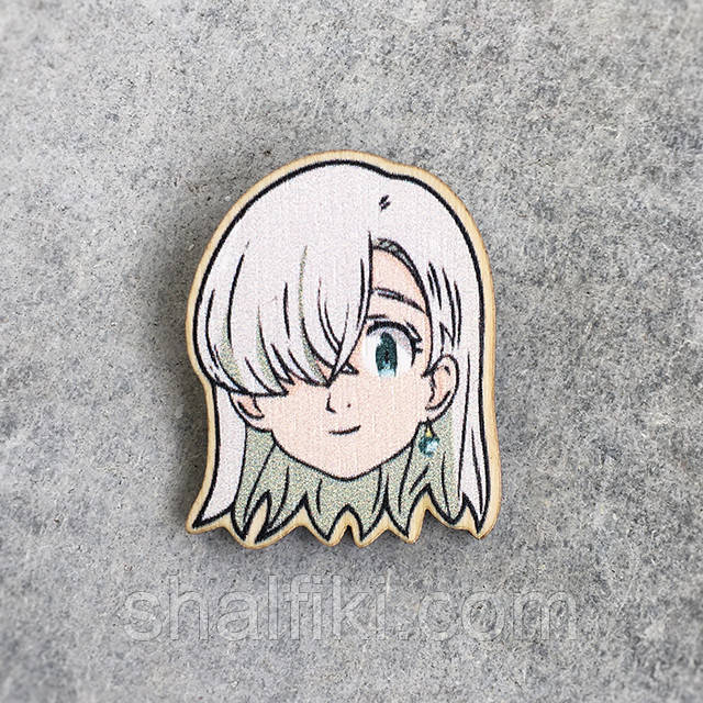 "Елізабет Лионесс голова (Сім смертних гріхів / Seven deadly sins)" брошка дерев'яна з уф-друком