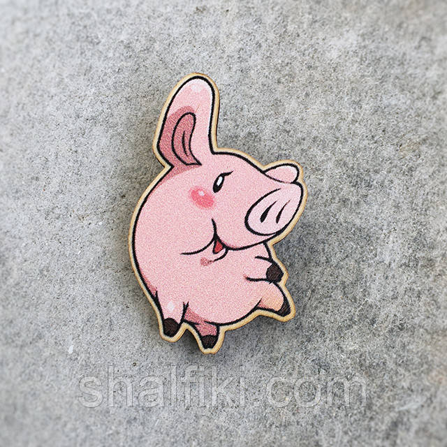 "Свиня Хоук (Сім смертних гріхів / Seven deadly sins)" брошка дерев'яна з уф-друком