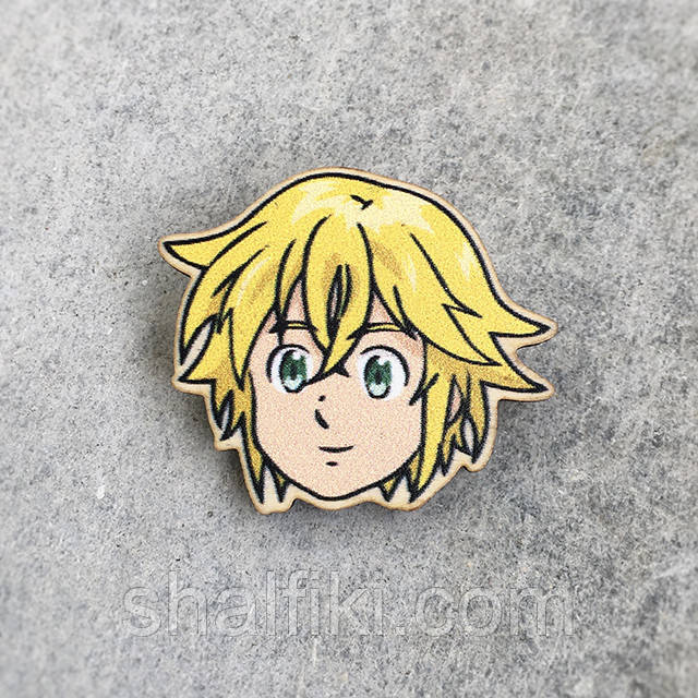 "Меліодас голова (Сім смертних гріхів / Seven deadly sins)" брошка дерев'яна з уф-друком