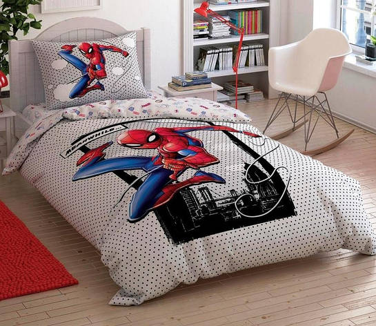 Постільна білизна TAC DISNEY Spiderman Cloudy полуторний, фото 1
