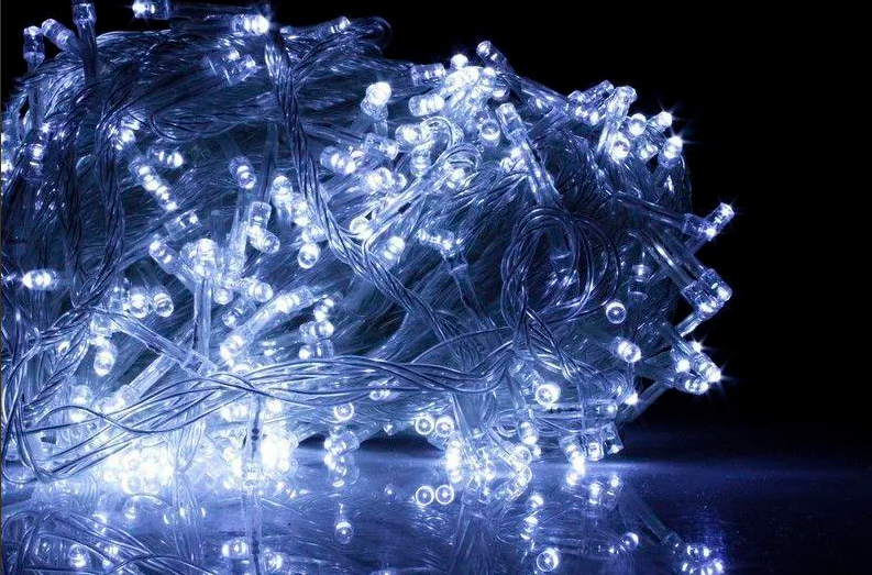 Гірлянда новорічна 500LED 32м прозорий провід Контролер 220V Білий | Гірлянда бахрома світлодіодна вулична, фото 1