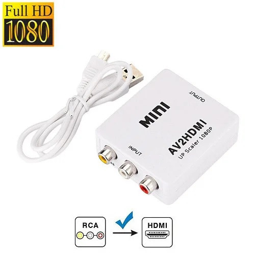 AV RCA - HDMI конвертер відео, аудіо, FullHD 1080p, білий