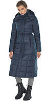 Довга жіноча куртка синя з манжетами осінна модель 21375 р - 40 42 48