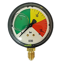 Манометр гліцериновий розподілювача тиску 16 барів Агропласт AP20MG AGROPLAST