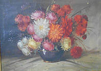 Картина маслом "Цветы осени", холст. Неизвестный художник