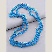 Длинные бусы синий Агат натуральный камень, шарик 8 мм, длина 110 см.