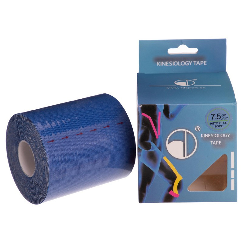 Кінезіо тейп Kinesio tape спортивний пластир (ширина 7,5 см, рулон 5 метрів) Синій