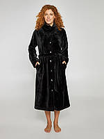 Женский длинный теплый халат на пуговицах черного цвета ТМ ELLEN LDG 110/001