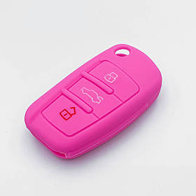 Силіконовий чохол для ключа AUDI (Ауді) A2 A3 A4 A6 A6L A8 S5 Q7 TT Рожевий