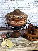 Садж Кований для шашлику "Боярин -3"+ набір тарілок, чарок+ дерев'яний набір приладів!