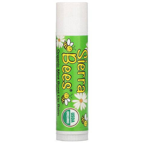 Органічний бальзам для губ Sierra Bees Mint Burst Lip Balm США оригінал, фото 2