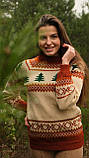 Жіночий в'язаний різдвяний светр, Джемпер (Ялинки), фото 4