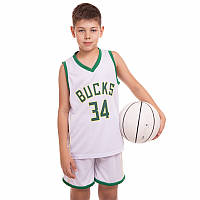 Форма баскетбольная детская Basketball Unifrom Milwaukee Bucks 34 (3582) XL (150-160 см