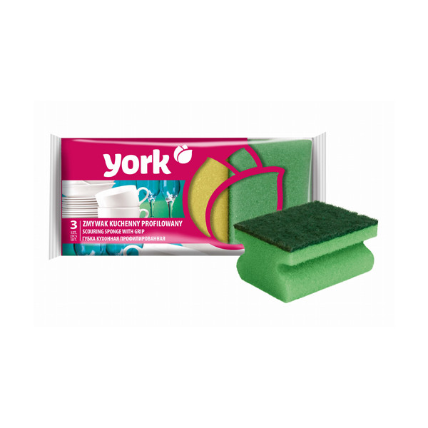 Губка для посуду York профілірована 3 шт 9*7*4,3 см