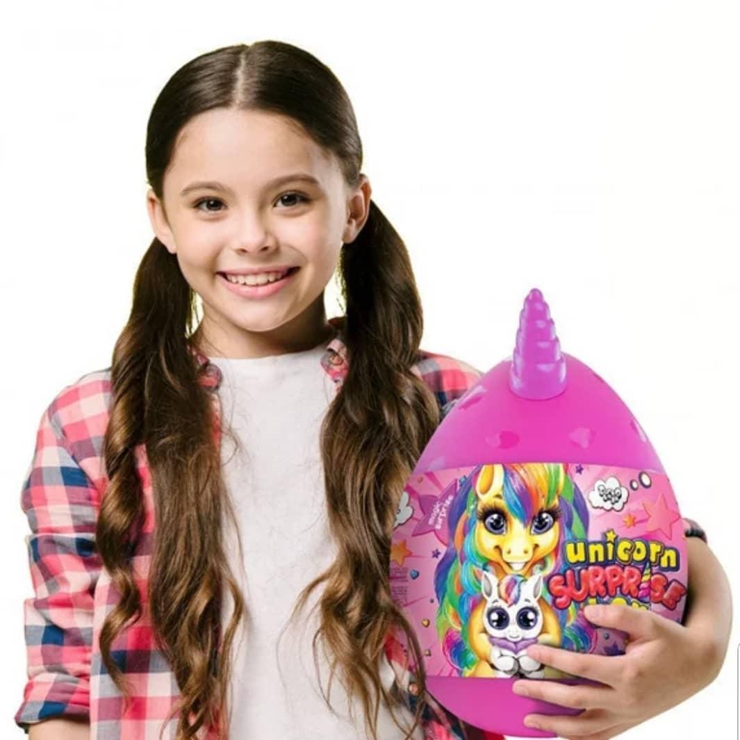 Дитячий ігровий набір для творчості Яйце сюрприз Єдинорога Danko Toys Unicorn 30 см 15 сюрпризів
