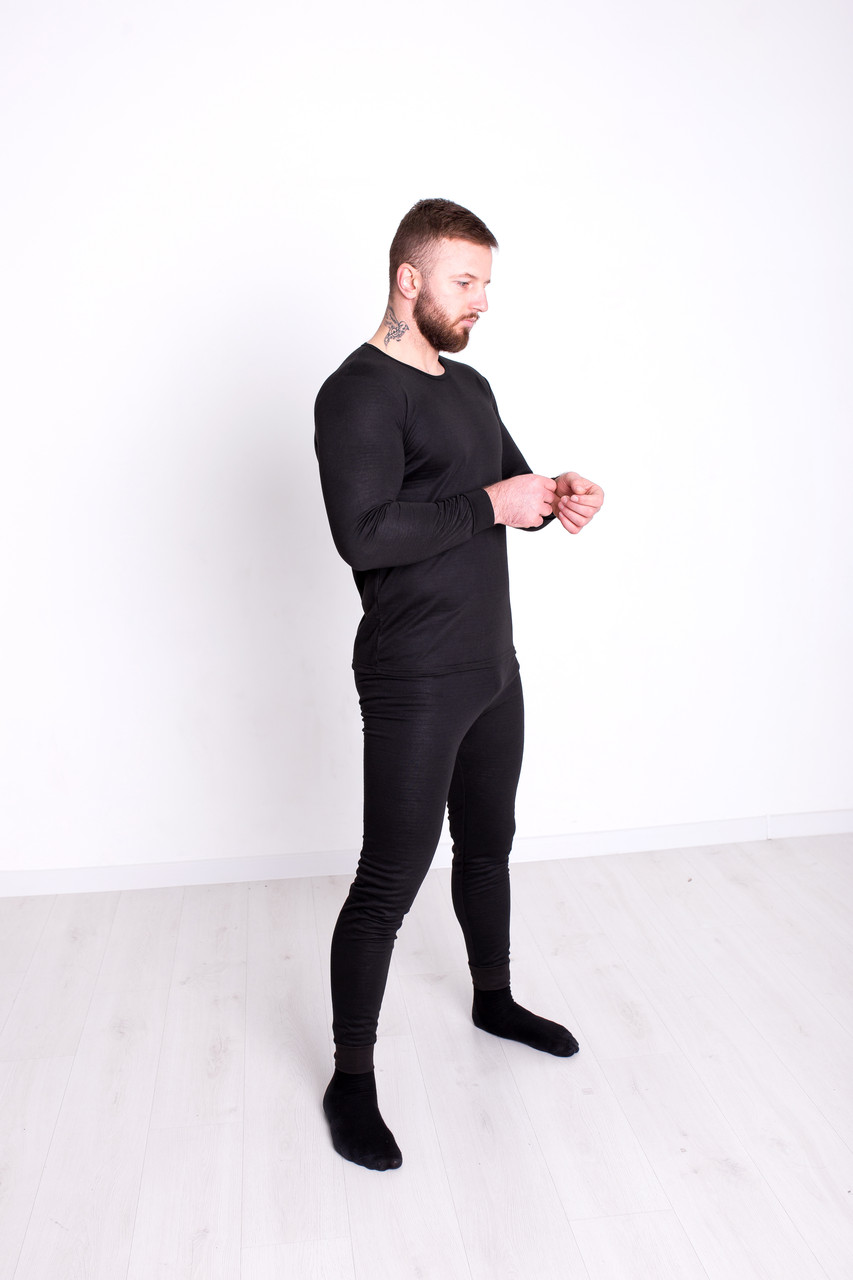Комплект чоловічого термобілизни двошарового зимового INSANE термокофта і штани чоловічі чорного кольору розмір XXXL