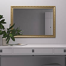 Настінне дзеркало прямокутне 100х70 Золоте з патиною Black Mirror у вітальню
