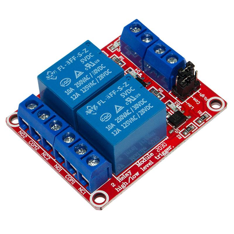 Модуль 2 реле 5V з опторозв'язкою для Arduino High/Low