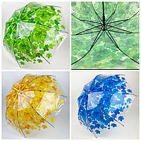 Прозрачный зонт-трость c куполом грибком и кленовыми листьями, Paolo Rossi, разные цвета, 3468