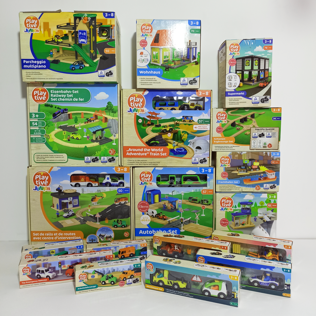 Велика дерев'яна залізниця 476 ел. + бокс в подарунок Німеччина PlayTive (Brio, Hape, Viga Toys, Ikea)