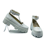 Жіночі туфлі на тракторній підошві зі шкіри молочного кольору “Style Shoes”, фото 10