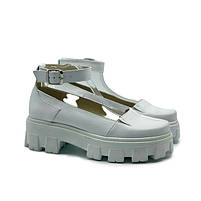 Жіночі туфлі на тракторній підошві зі шкіри молочного кольору “Style Shoes”, фото 8