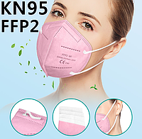 Респиратор KN95 / FFP2 многоразовая маска для лица. Маска респиратор Розовая 1шт G5P