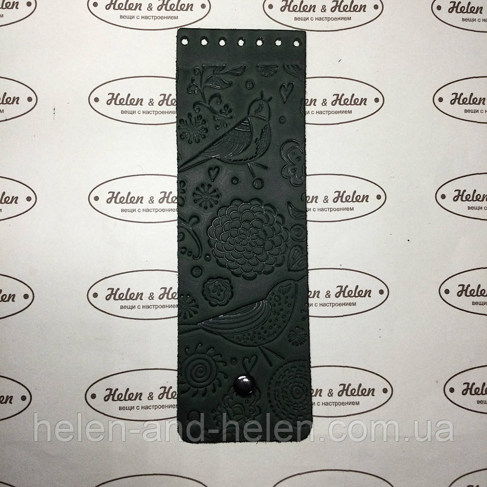 Клапан для сумки вузький. "Птички". Смарагдовий, фото 1