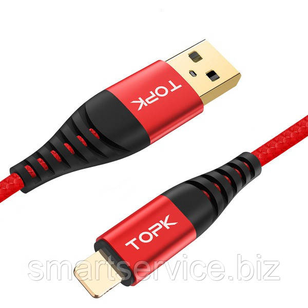 Кабель TOPK USB (T2) apple-lightning (200 см) Red
