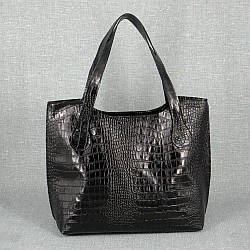 Жіноча сумка шкіряна 01 чорний "Кайман"