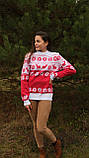 Жіночий в'язаний різдвяний светр, Джемпер червоний (Зірочки), фото 4