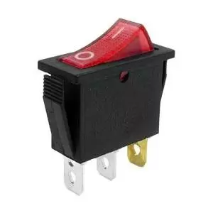 Перемикач вузький з підсвічуванням IRS-101-1С ON-OFF TCOM, 2pin, 15A, 220V, червоний, фото 1