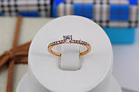 Кольцо Xuping Jewelry тонкое камень 3 мм крепление квадратом р 17 золотистое