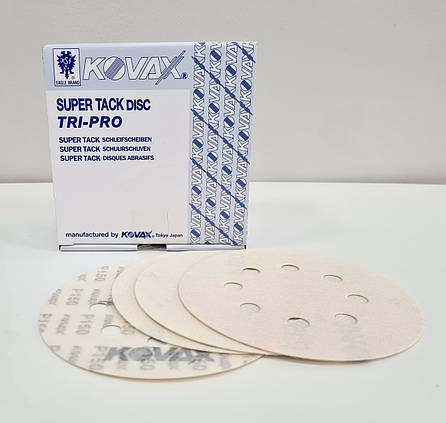 Абразивні круги KOVAX Tri-Pro D=125 мм/ 8 отворів (уп.-100 шт.), P=120, Японія, фото 1