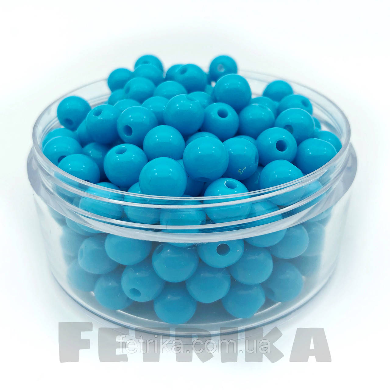 Пластикові намистини яскраво-блакитні 8 мм