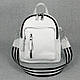 Жіночий шкіряний рюкзак міський 07 білий з чорним, фото 3