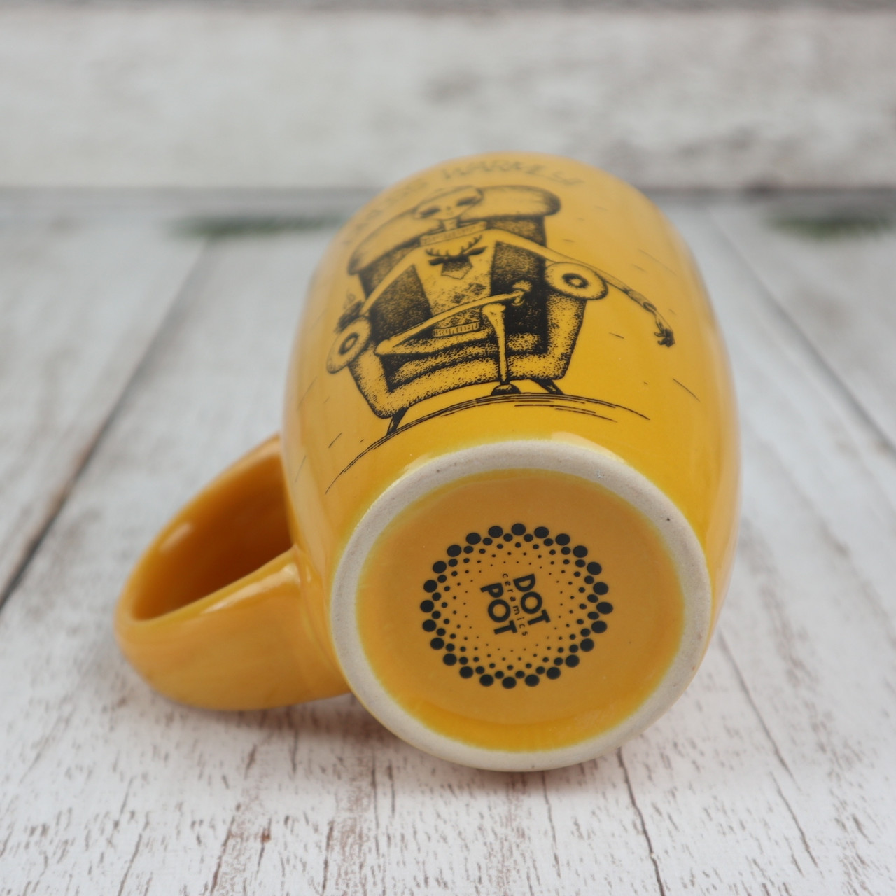 Керамічна чашка 300 мл яскрава помаранчева Деколь DotWork Ручна робота Унікальний дизайн Подарунок другові кол - фото 2 - id-p1501453299