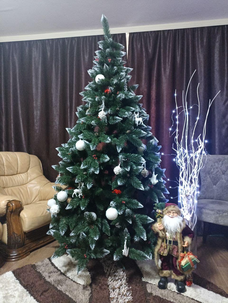 Елітна 2м з калиною і шишками новорічна штучна ялинка святкова, фото 1