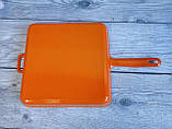 Сковорода чавунна зі зливними носиками, 25х25 см, без кришки, для всіх різновидів плит, OMS (Туреччина), оранж, фото 7