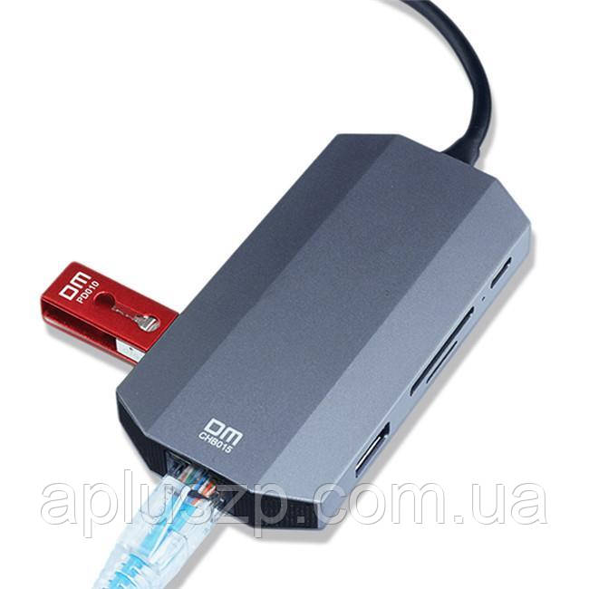 Док Станція для Apple MacBook/PP/Lenovo USB3.0 DM CHB015 Type C+TF+SD+HDMI Dark Grey