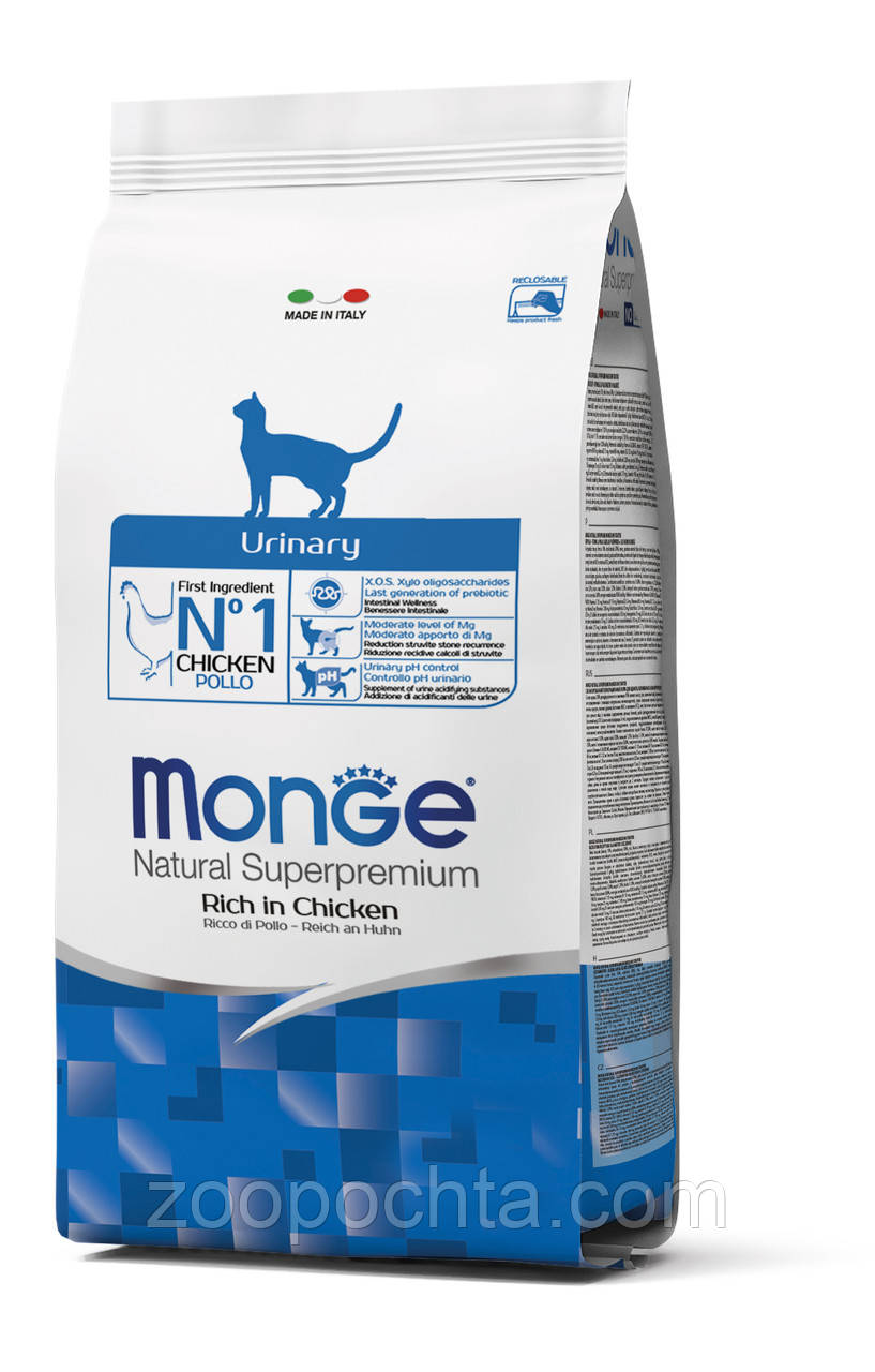 Сухий корм Monge Cat Urinary для дорослих котів для профілактики сечокам'яної хвороби, курка 1.5КГ