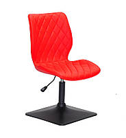 Стілець Toni 4BK-Base червоний 1007 шкірозамінник на чорній квадратній опорі з регулюванням висоти сидіння, фото 5