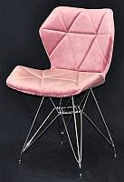 Стул Greg CH-ML бархат пыльная роза B-1030 на хромированных ножках, дизайн Charles & Ray Eames